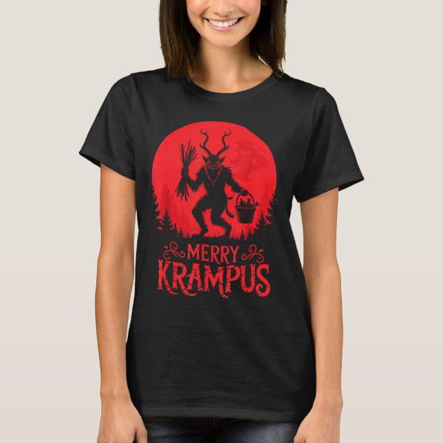 Merry Krampus Christmas Xmas Horror Ugly Sweater E T-Shirt (Vorderseite)