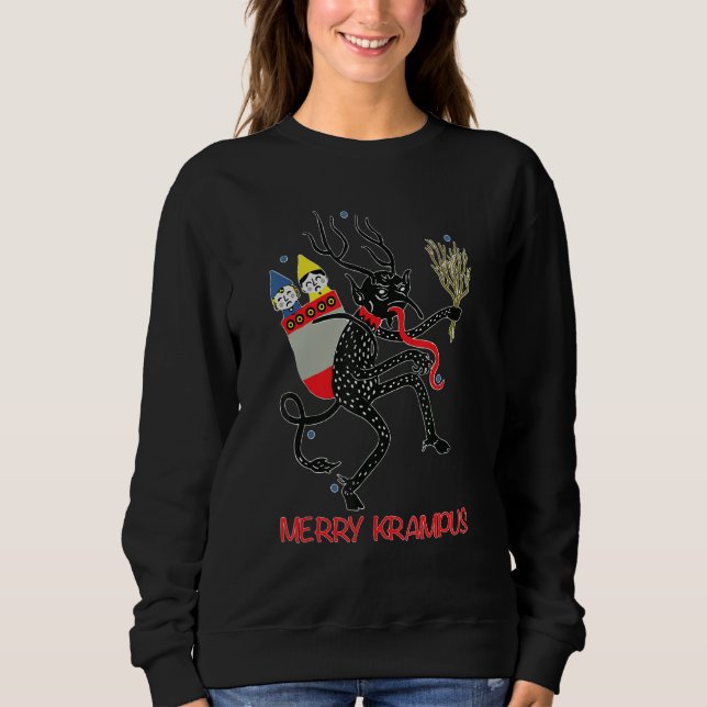 Merry Krampus Horror Krampus Devil Caught Naughty  Sweatshirt (Vorderseite)