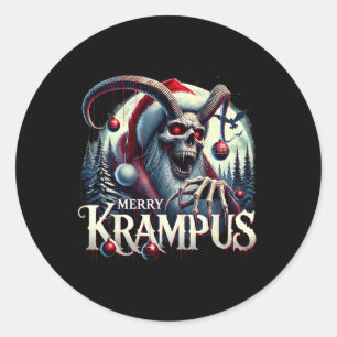 Merry Krampus Krampus kommt nach Town Horror Chr Runder Aufkleber