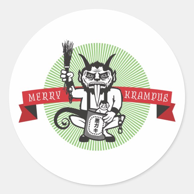 Merry Krampus Runder Aufkleber (Vorderseite)