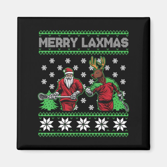Merry Laxmas Funny Christmas Lacrosse Player Holid Magnet (Vorne)