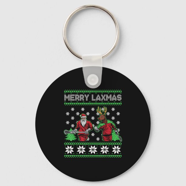 Merry Laxmas Funny Christmas Lacrosse Player Holid Schlüsselanhänger (Vorderseite)