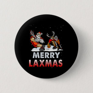 Merry Laxmas-hässliche Weihnachtslacrosse Santa Re Button