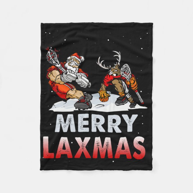 Merry Laxmas-hässliche Weihnachtslacrosse Santa Re Fleecedecke (Vorderseite)