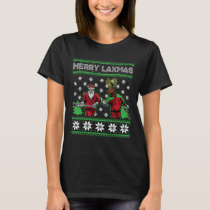 Merry Laxmas Ugly Christmas Lacrosse Santa Reindee T-Shirt