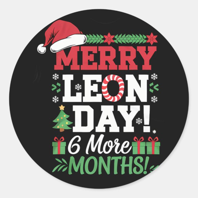 Merry Leon Day Weihnachten Ckwards Funny Christmas Runder Aufkleber (Vorderseite)