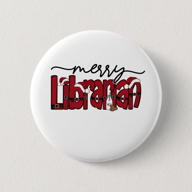 Merry Librarian Christmas Book Lover Library Button (Vorderseite)