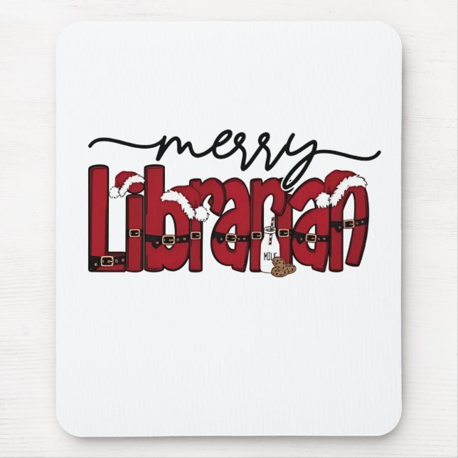 Merry Librarian Christmas Book Lover Library Mousepad (Vorne)