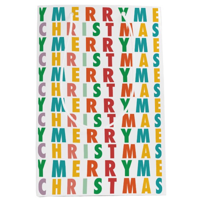 MERRY LIEBE JOY | FARBENE WEIHNACHTSMITTEL MITTLERE GESCHENKTÜTE (Vorderseite)