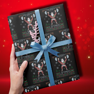 Merry Liftmas hässlich Weihnachtsgymnastik Workout Geschenkpapier