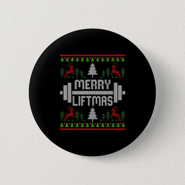 Merry Liftmas - Trainer Ugly Style Christmas  Button (Vorderseite)