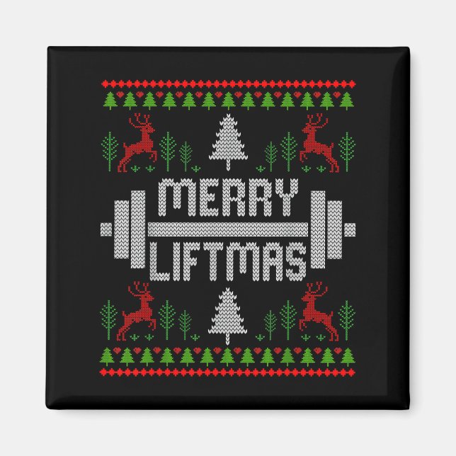 Merry Liftmas - Trainer Ugly Style Christmas  Magnet (Vorne)