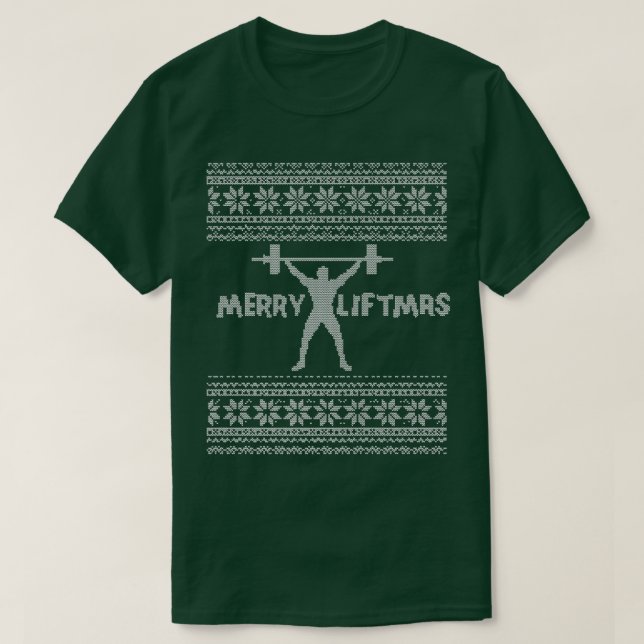Merry Liftmas Ugly Christmas Sweater Gym Workout P T-Shirt (Design vorne)
