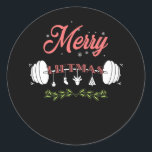 Merry Liftmas Ugly Christmas Sweater Santa Claus Runder Aufkleber<br><div class="desc">You never skip the gym workout even on Christmas holiday? You deserve this Merry Liftmas Ugly Christmas Sweater showing Miss Santa Claus raising the bar. Great for powerlifting,  bodybuilding,  weightlifting,  squat,  bench press or cardio. No Lift No Gift!</div>