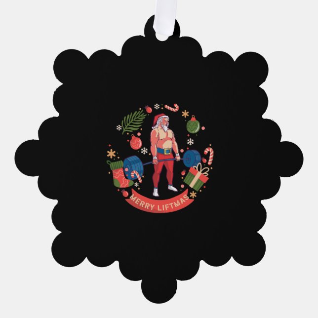 Merry Liftmas Weihnachts-Bodybuilder Gym Workout Ornament Karte (Vorderseite)