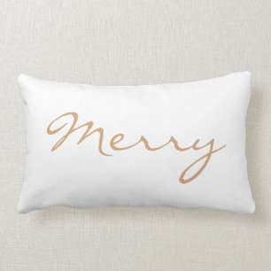Merry Light Brown Taupe Minimal Holiday Typografie Lendenkissen