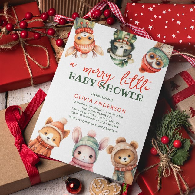 Merry Little С ute Winter Baby shower Invitation (Créateur téléchargé)