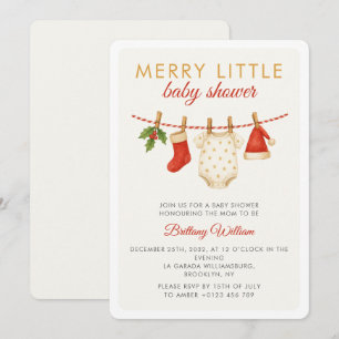 Merry Little Baby Clothesline Baby Dusche Einladung