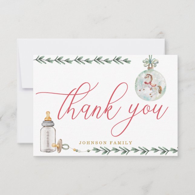 Merry Little Baby Dusche Personalisiert Dankeskarte (Vorderseite)