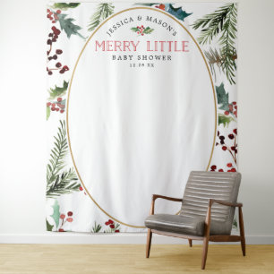 Merry Little Baby Shower Backdrop Foto Stand Wandteppich