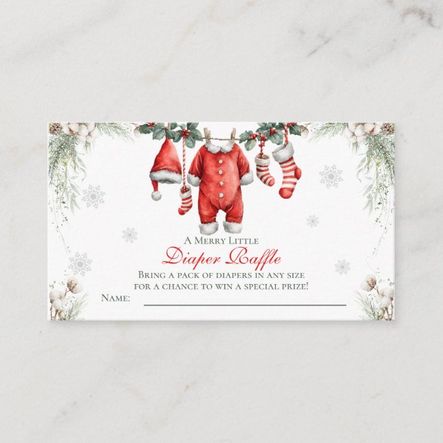Merry Little Baby Shower Diaper Raffle Begleitkarte (Vorderseite)