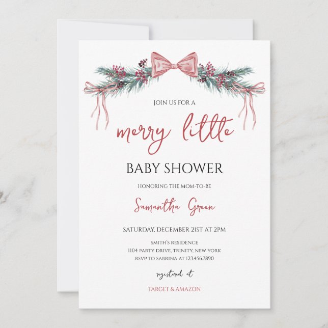 Merry Little Baby Shower Einladung (Vorderseite)