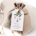 Merry Little Baby Shower Geschenkanhänger<br><div class="desc">Die "Merry Little Baby Shower"-Geschenketiketten zeigen eine charmante Aquarell-Illustration eines Kiefernzweigs,  der mit festlichen Weihnachtsschmuck verziert ist,  eines schmuckigen,  kalten Bärenspielzeugs,  eines goldenen Sterns und eines süßen Strumpfs. Das Thema ist perfekt für eine Winter- oder eine Ferien-inspiriert Dusche geeignet und wird Ihren Gästen ein Lächeln auf den Gesichtern geben.</div>