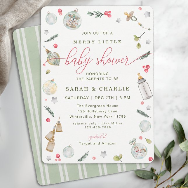 Merry Little Baby Shower Holiday Einladung (Merry Little Baby Shower Invite)