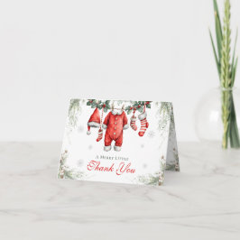 Merry Little Baby Shower Santa Clothesline Dankeskarte