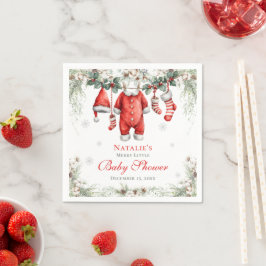 Merry Little Baby Shower Santa Clothesline Serviette