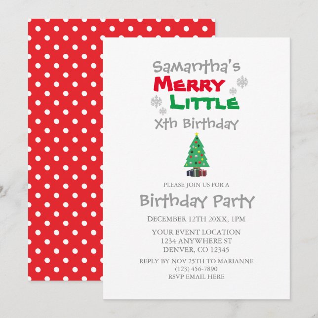 Merry Little Birthday Einladung (Vorne/Hinten)