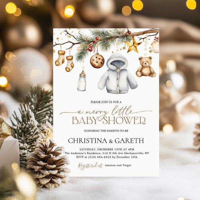 Merry Little Boho Christmas Winter Baby Shower Einladung (Von Creator hochgeladen)