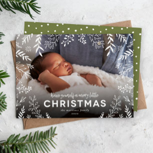 Merry Little Botanical Overlay Foto Feiertagskarte