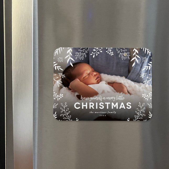 Merry Little Botanical Overlay Foto Magnet (Von Creator hochgeladen)