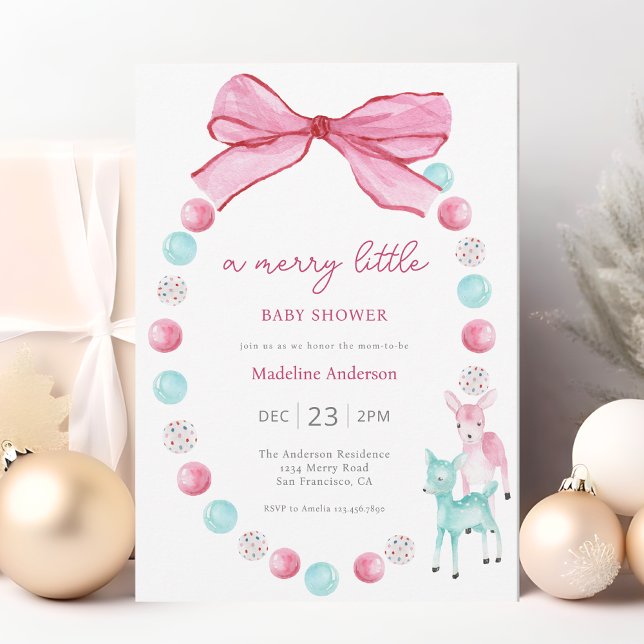 Merry Little Christmas Baby Girl Duwer Einladung (Von Creator hochgeladen)