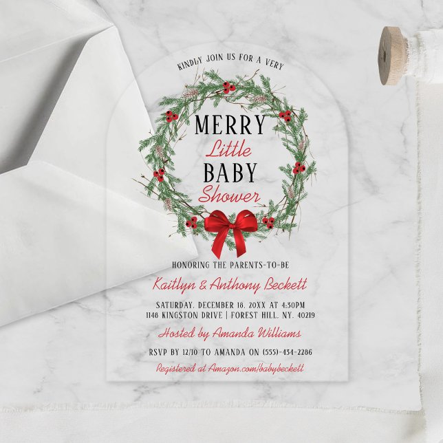 Merry Little Christmas Baby Shower Acryleinladungen (Von Creator hochgeladen)