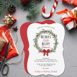 Merry Little Christmas Baby Shower Dankeskarte<br><div class="desc">Dankeschön mit diesen trendigen Babyduschen,  danke Karten. Die Vorlagenformulierung ist einfach zu personalisieren und Ihre Familie und Freunde werden begeistert sein,  wenn sie diese fantastischen Dankesworte erhalten.</div>