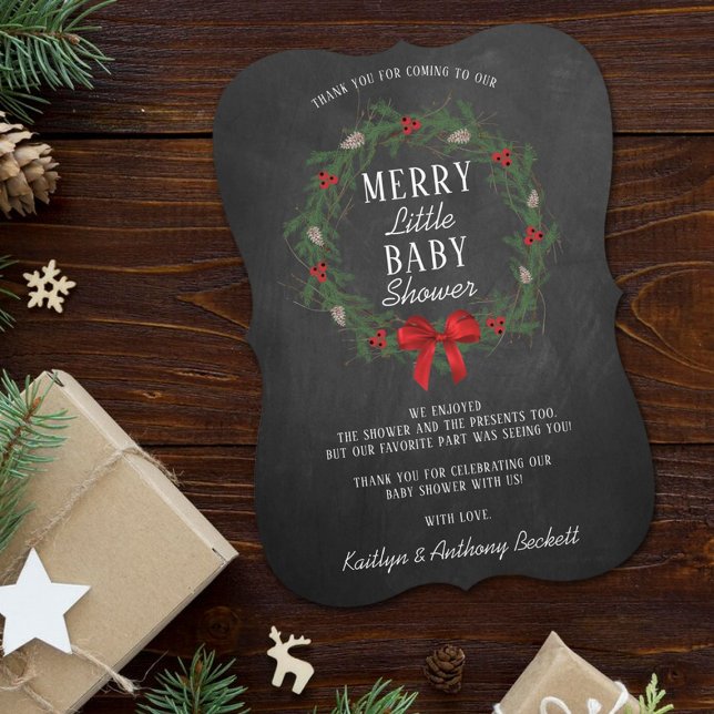 Merry Little Christmas Baby Shower Dankeskarte (Von Creator hochgeladen)