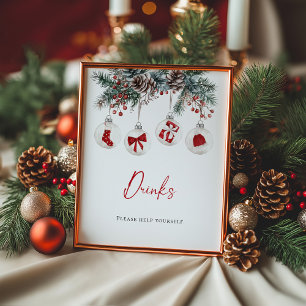 Merry Little Christmas Baby Shower Drinks Poster