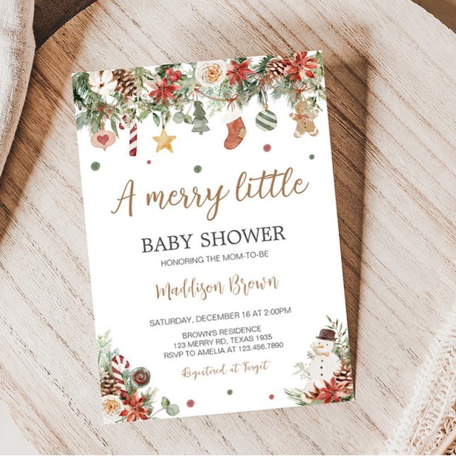 Merry Little Christmas Baby Shower Einladung (Christmas Baby Shower Invitation)