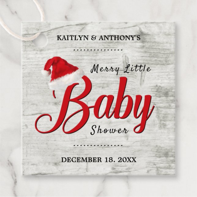 Merry Little Christmas Baby Shower Geschenkanhänger (Vorderseite)