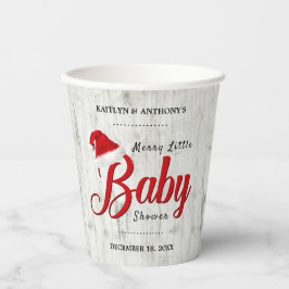 Merry Little Christmas Baby Shower Pappbecher