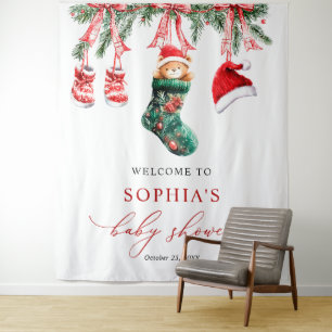 Merry Little Christmas Baby Shower Tapestry Wandteppich