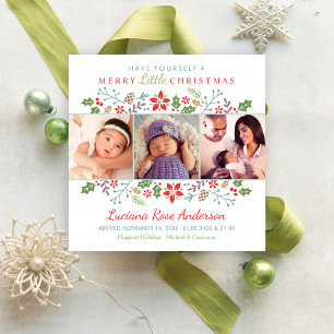 Merry Little Christmas Babys erste Foto Collage Feiertagskarte