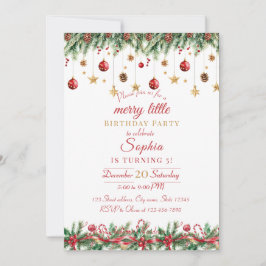 Merry Little Christmas Birthday Invitation Einladung