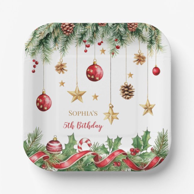 Merry Little Christmas Birthday Pappteller (Vorderseite)