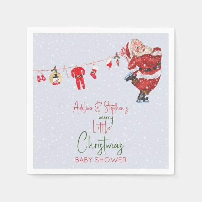 Merry Little Christmas Boy Girl Winter Baby Shower Serviette (Vorderseite)