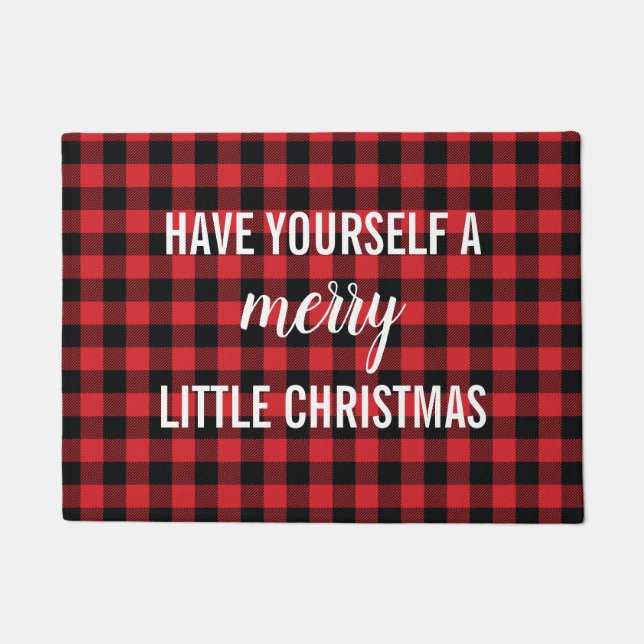 Merry Little Christmas Buffalo Karo Kariert Doorma Fußmatte (Vorderseite)