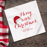 Merry Little Christmas Custom Serviette<br><div class="desc">Dieses Design verfügt über eine fröhliche Weihnachtsserviette mit roter Schriftzeichen, eine familiäre Wiedersehen, einen modernen, eleganten Weihnachtshut, eine festliche Feier, Kalligraphie, einen einfachen minimalistischen, niedlichen Spaß, Cocktails.</div>
