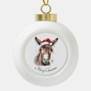 Merry Little Christmas Donkey, Brauch Keramik Kugel-Ornament